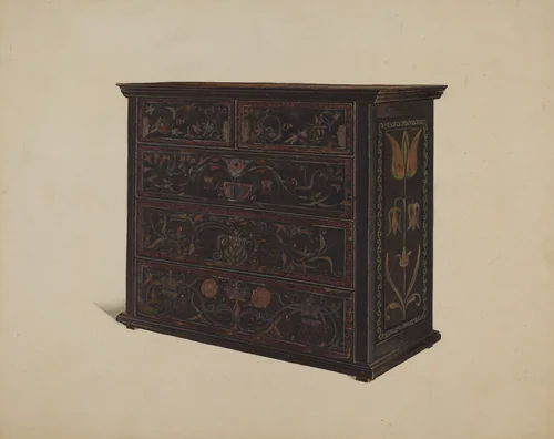 Painted Chest of Drawers by Martin Partyka, index of american design, 1938