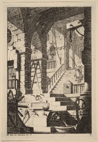 Fantasy of an Antique Prison by Carl Schütz, print, 1770-1780