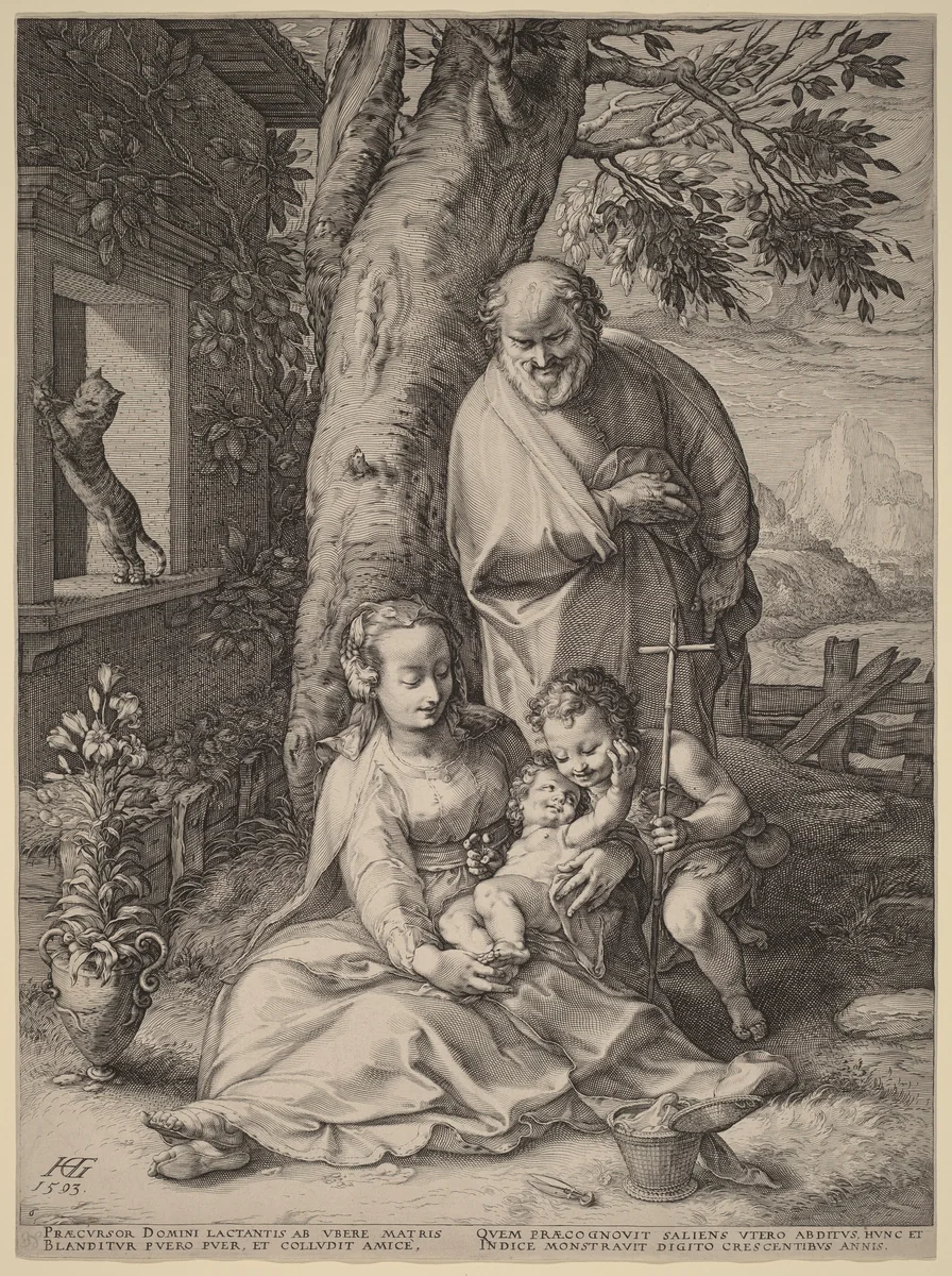 The Holy Family with the Infant John the Baptist by Hendrick Goltzius, print, 1593