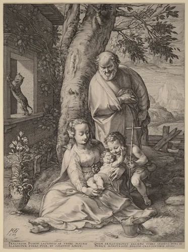 The Holy Family with the Infant John the Baptist by Hendrick Goltzius, print, 1593