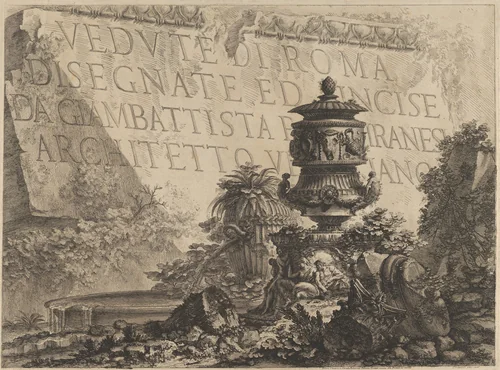Title page for "Vedute di Roma" by Giovanni Battista Piranesi, print, 1760-1778