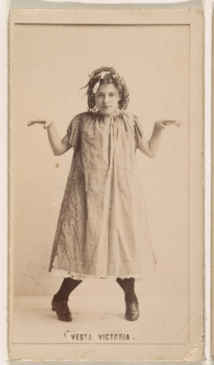 Vesta Victoria, from the Actresses series (N245) issued by Kinney Brothers to promote Sweet Caporal Cigarettes by Kinney Brothers Tobacco Company, photograph, 1890