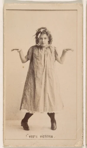 Vesta Victoria, from the Actresses series (N245) issued by Kinney Brothers to promote Sweet Caporal Cigarettes by Kinney Brothers Tobacco Company, photograph, 1890