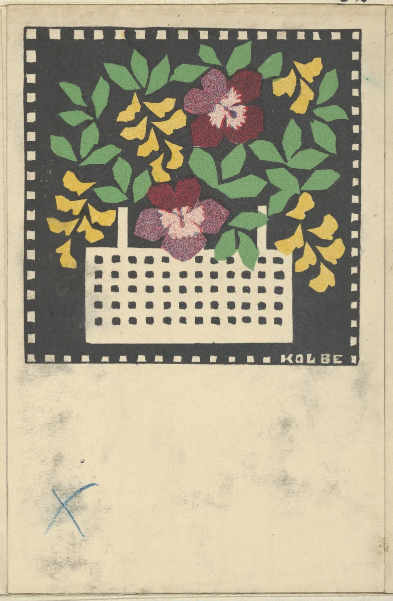 Basket of Flowers by Leopoldine Kolbe, print, 1907