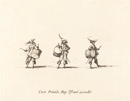 Drill with Drums by Jacques Callot, print, 1634-1635