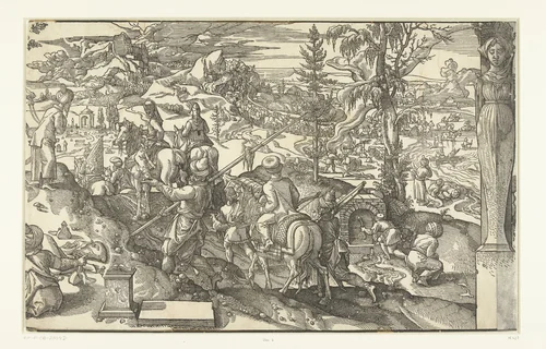 Stoet met ruiters en muilezels by Pieter Coecke van Aelst, print, 1553