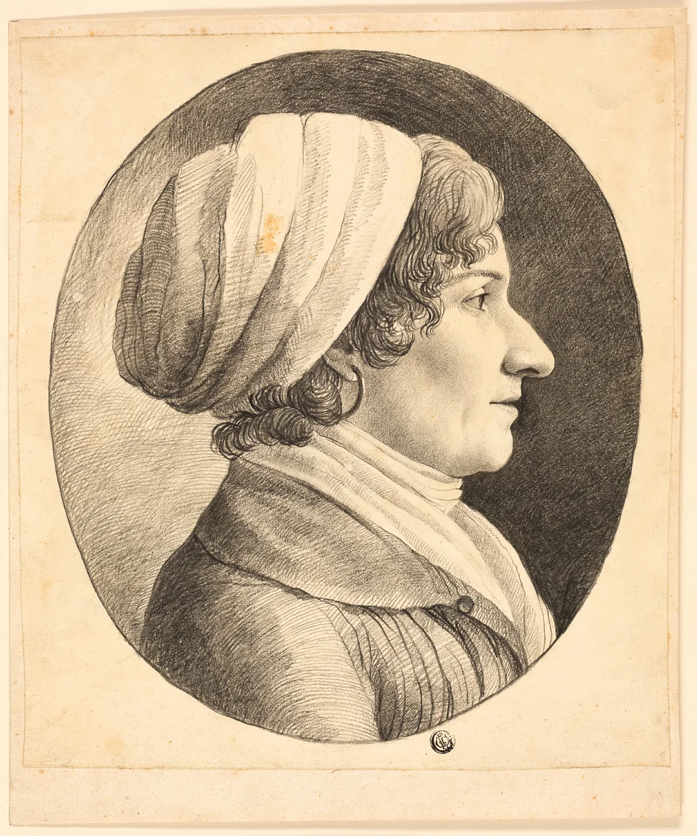 Profile Bust of a Woman Wearing a Cap by Unknown Artist, drawing, 1700-1799