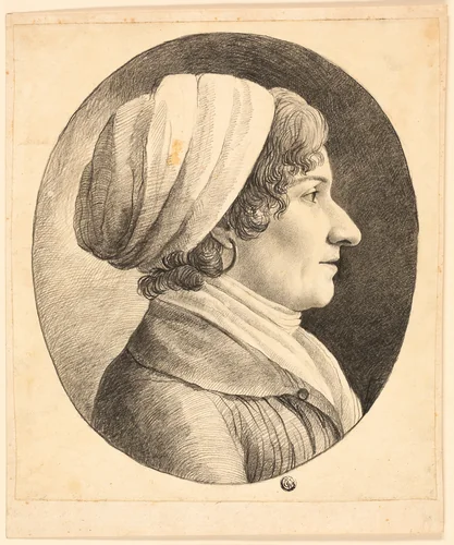 Profile Bust of a Woman Wearing a Cap by Unknown Artist, drawing, 1700-1799