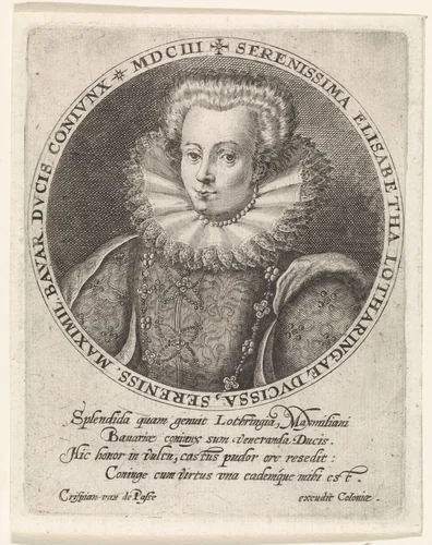 Portret van Elizabeth van Lotharingen by Crispijn van de Passe, print, 1603