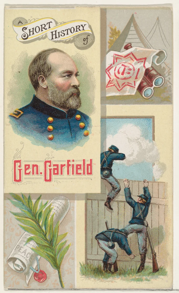 A Short History of General James Garfield, from the Histories of Generals series (N114) issued by W. Duke, Sons & Co. to promote Honest Long Cut Smoking and Chewing Tobacco by W. Duke, Sons & Co., print, 1888
