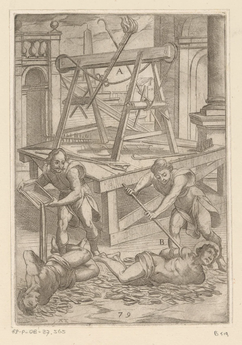 Foltering met kokende olie by Unknown, print, 1565-1630