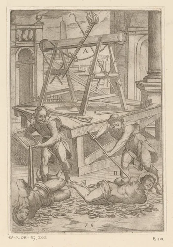Foltering met kokende olie by Unknown, print, 1565-1630