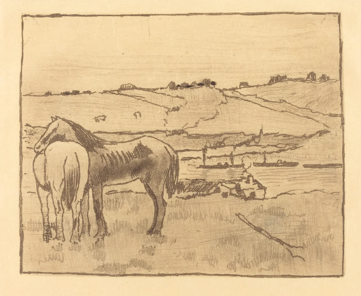 Horses in the Meadow (Chevaux dans la prairie) by Edgar Degas, print, 1891-1892