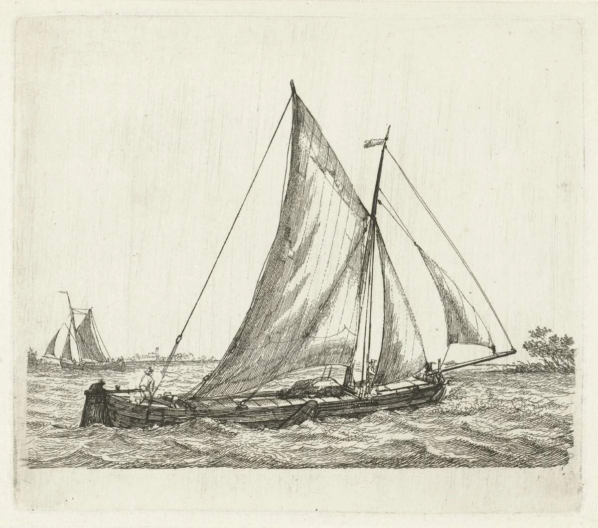 Kraak met twee figuren by Gerrit Groenewegen, print, 1791