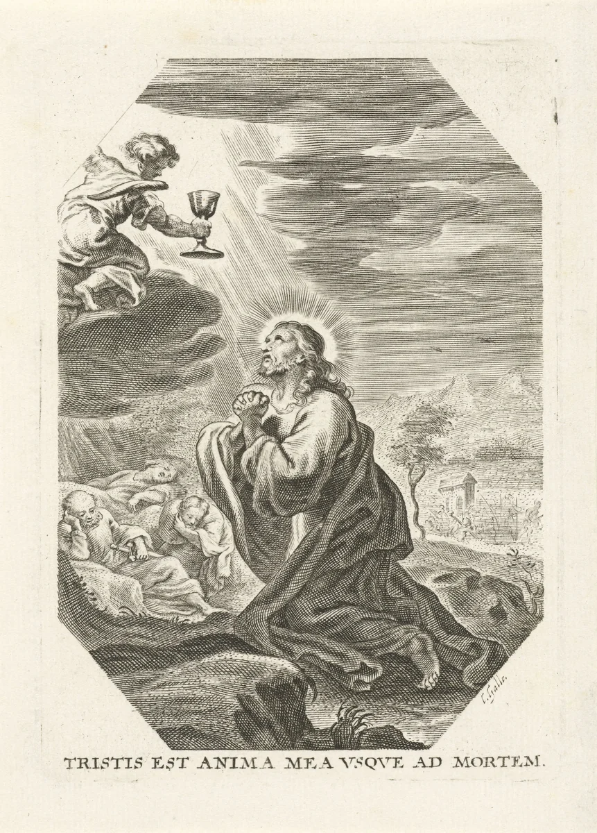 Christus in de hof van Getsemane by Unknown, print, 1586-1650