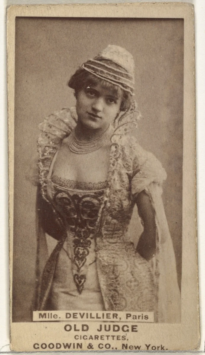 Mlle. Devillier, Paris, from the Actors and Actresses series (N171) for Old Judge Cigarettes by Goodwin & Company, photograph, 1886-1890