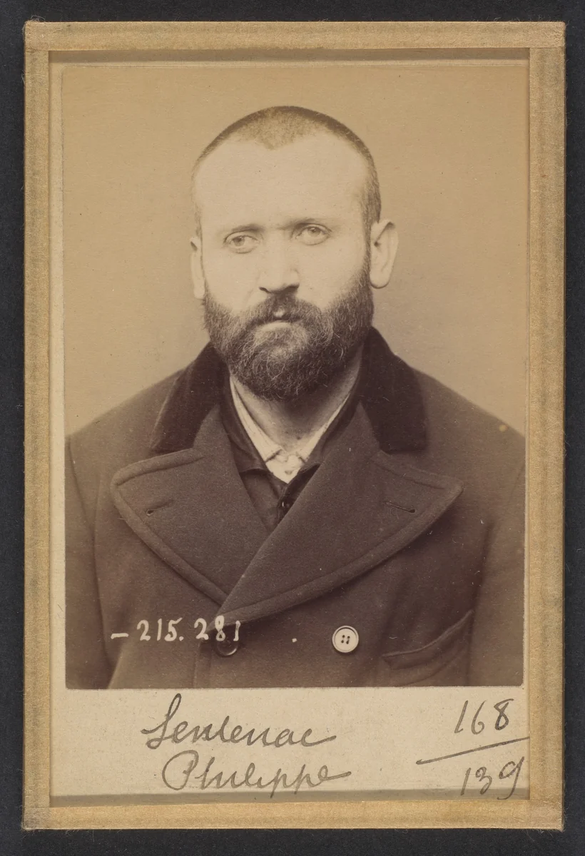 Sentenac. Phillipe. 36 ans, né à Soulan (Ariège). Menuisier. Anarchiste. 7/3/94. by Alphonse Bertillon, photograph, 1894