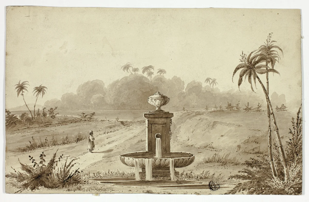 Fountain in Oasis by Unknown Artist, drawing, 1800-1899