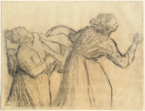 Laundress Carrying Linen by Edgar Degas, drawing, 1885-1895