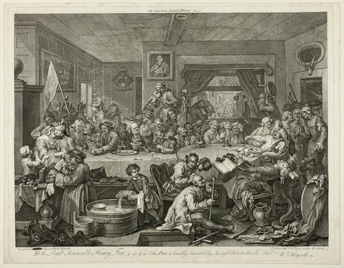 An Election Entertainment, plate one from Four Prints of an Election by William Hogarth, print, 1757-1758