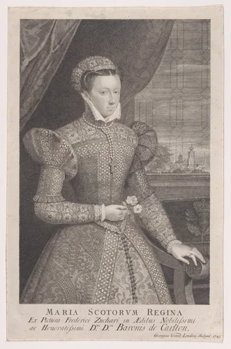 Mary, Queen of Scots (frontispiece, from "De vita et rebus gestis... principis Mariae Scotorum reginae, Franciae dotariae, quae scriptis tradidere autores sedecim...," volume 1) by George Vertue, print, 1725