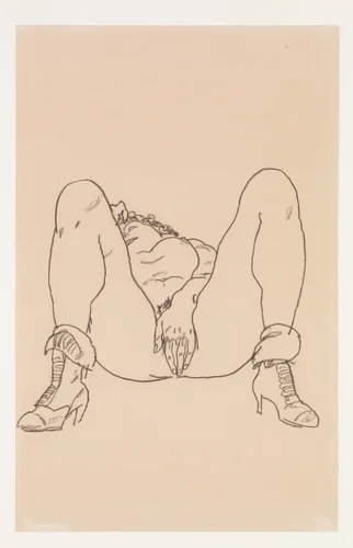 Reclining Nude with Boots by Egon Schiele, drawing, 1918