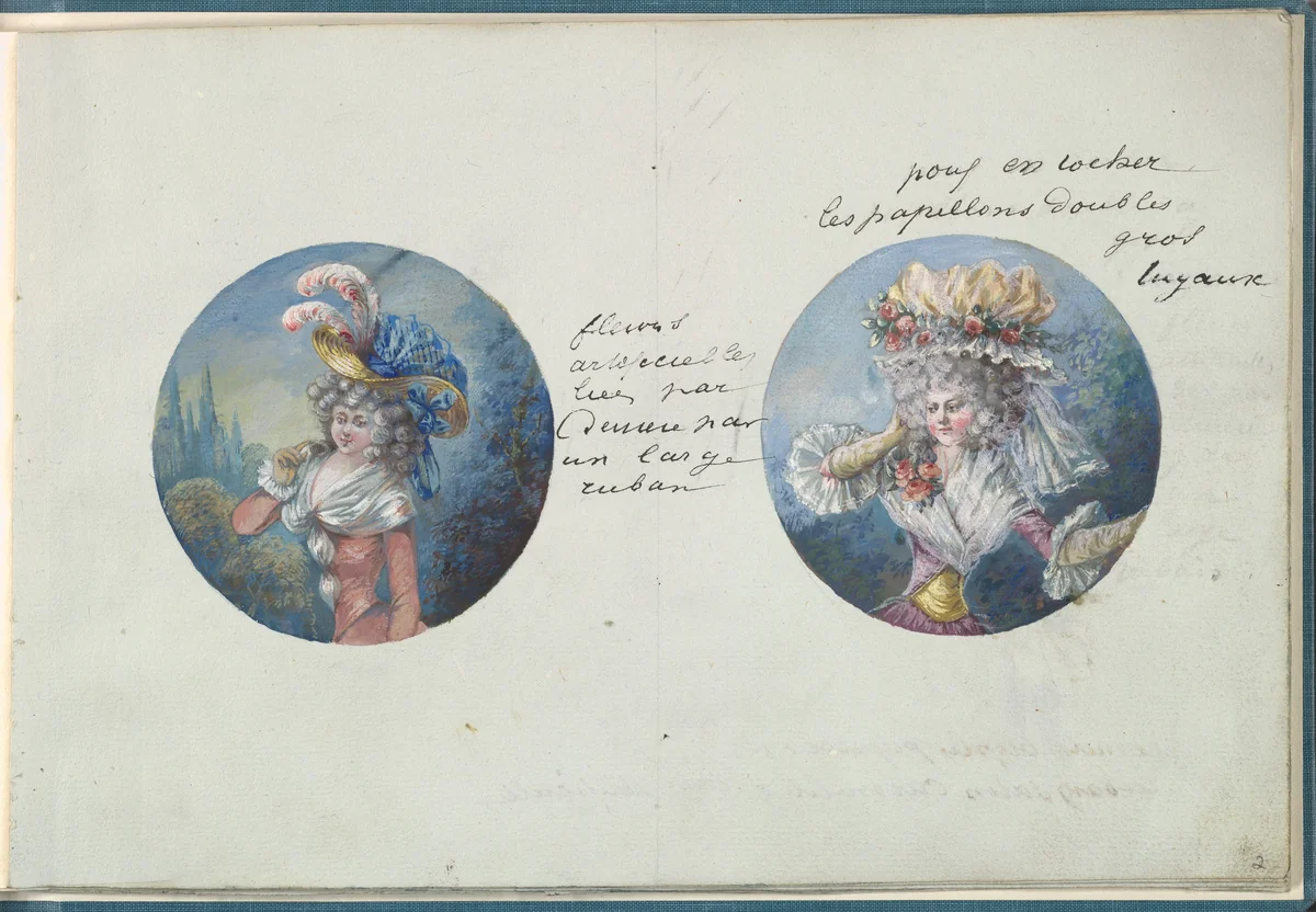 Two Costume Designs or Portrait Types by anonymous, other, 1785-1790