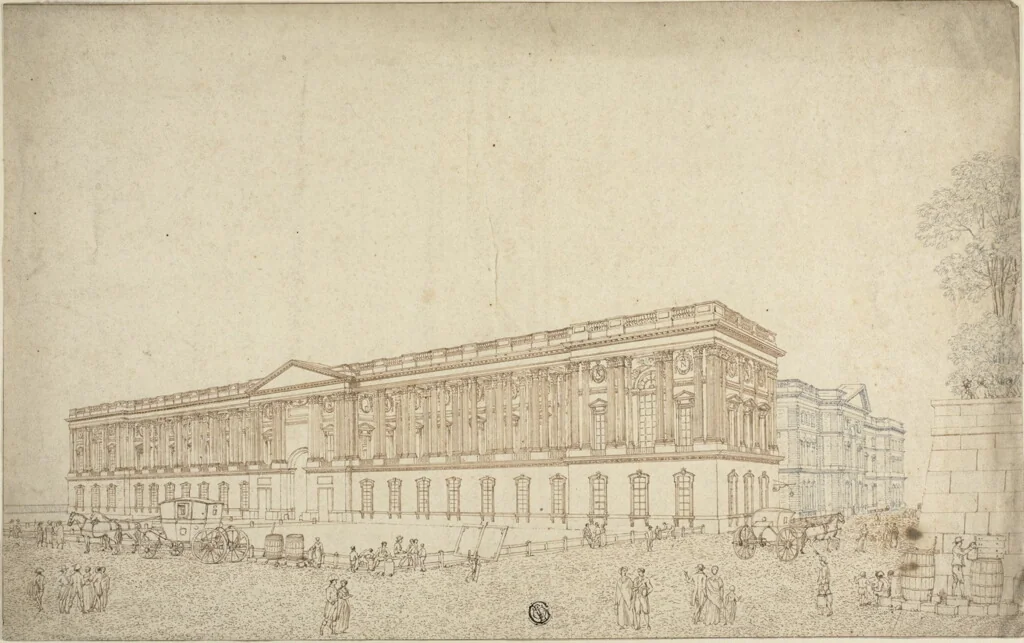 The Colonnade of the Louvre by Victor Jean Nicolle, drawing, 1774-1826