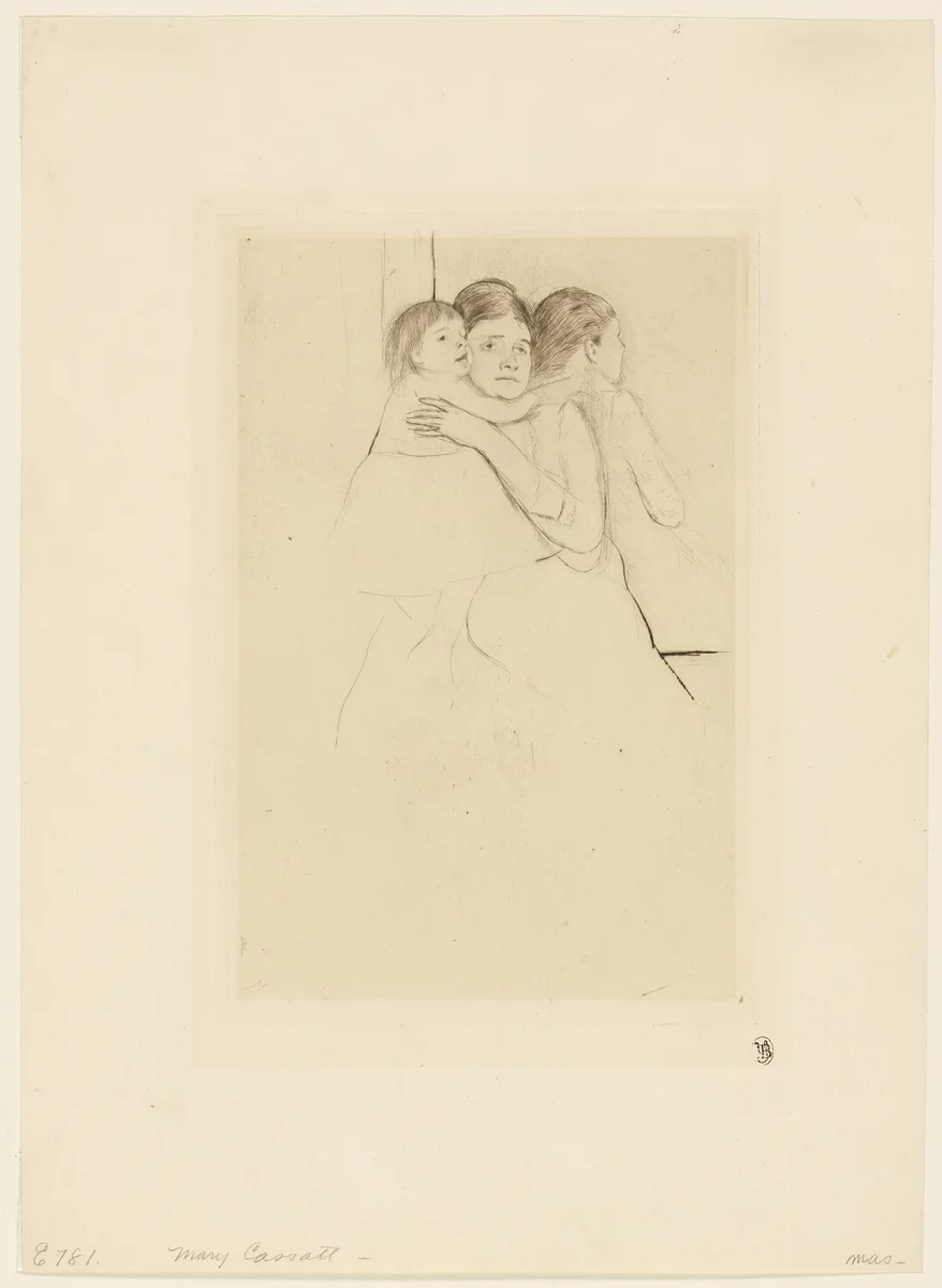 Mother Berthe Holding Her Child by Mary Cassatt, print, 1889