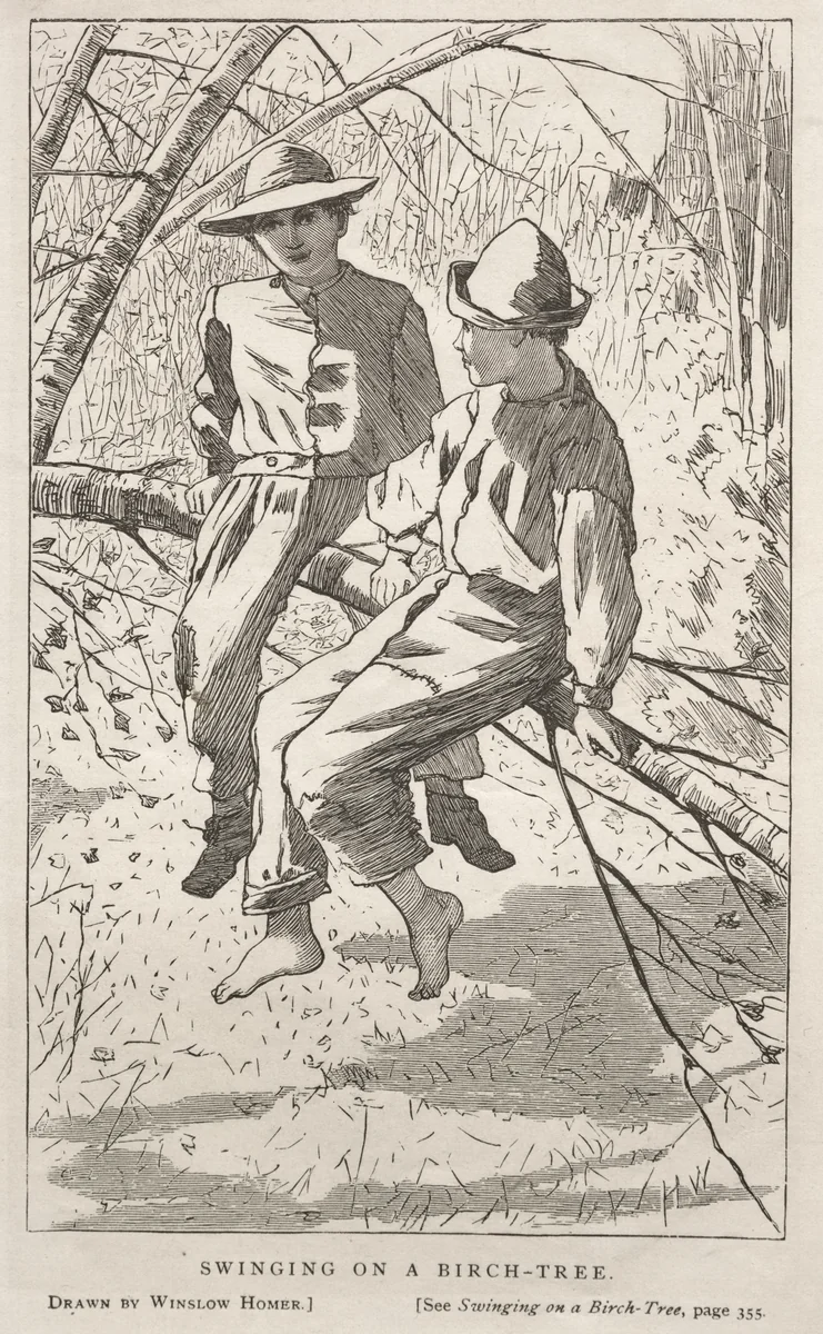 Swinging in a Birch Tree by Winslow Homer, print, 1867