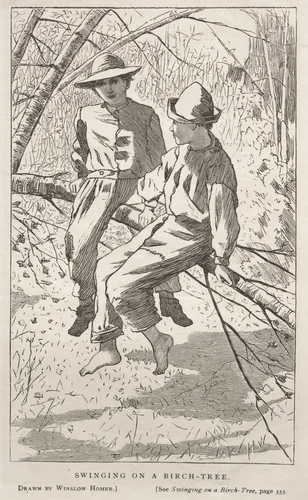 Swinging in a Birch Tree by Winslow Homer, print, 1867