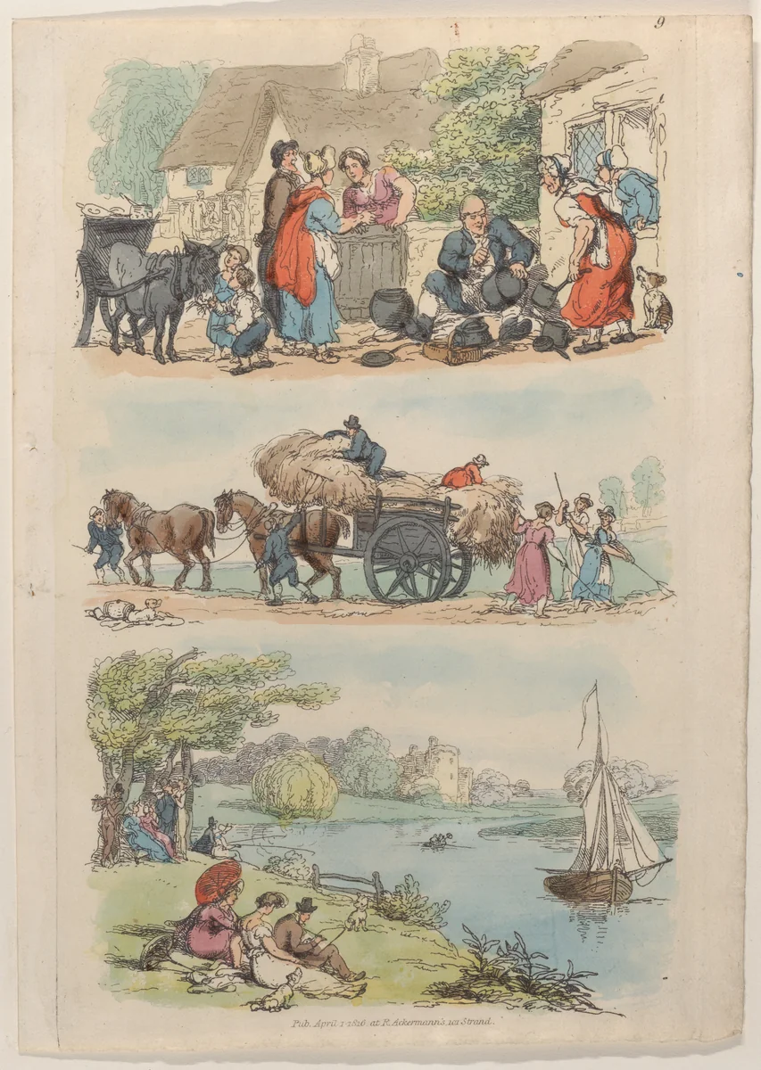 Plate 9, from "World in Miniature" by Thomas Rowlandson, print, 1816