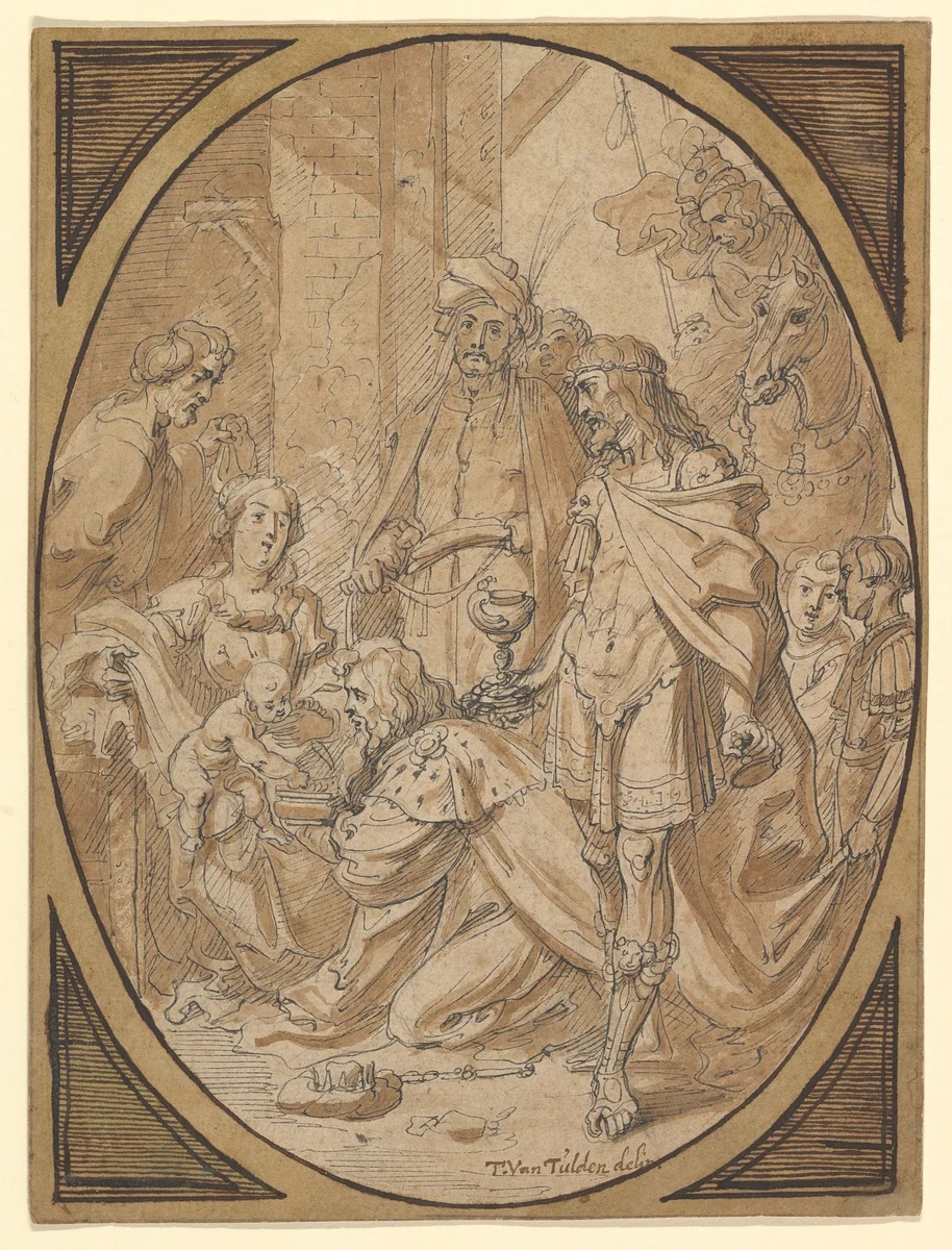 The Adoration of the Magi by Theodoor van Thulden, drawing, 1616-1669
