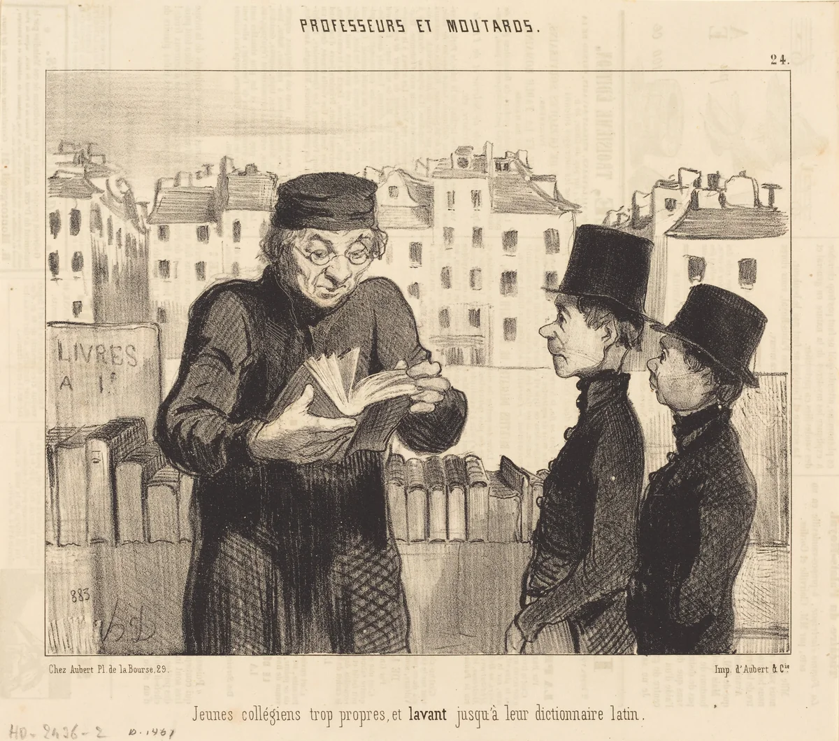 Jeunes collégiens... lavant jusqu'a leur dictionnaire latin by Honoré Daumier, print, 1846