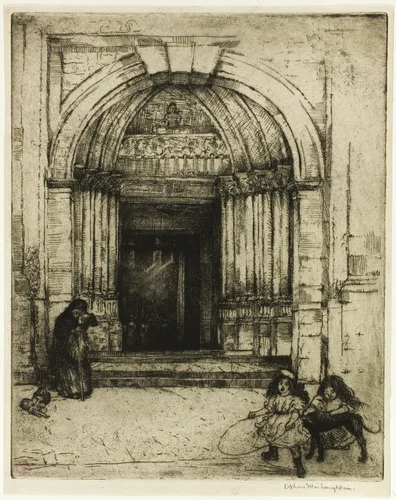 Portal of St. Germain-des-Prés by Donald Shaw MacLaughlan, print, 1900