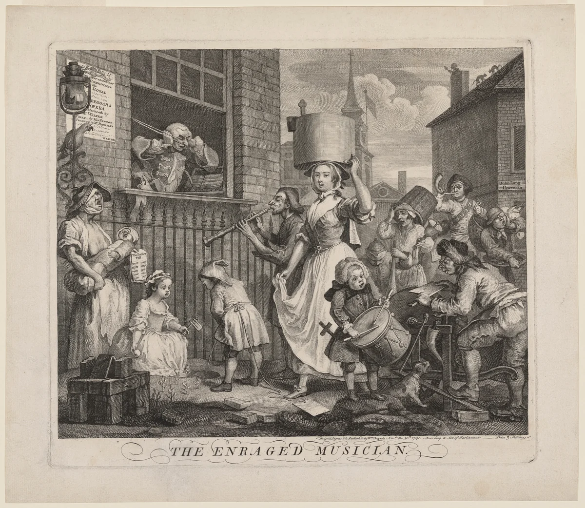The Enraged Musician by William Hogarth, print, 1741