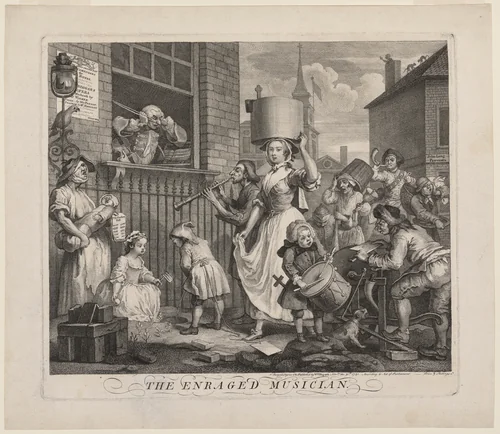 The Enraged Musician by William Hogarth, print, 1741