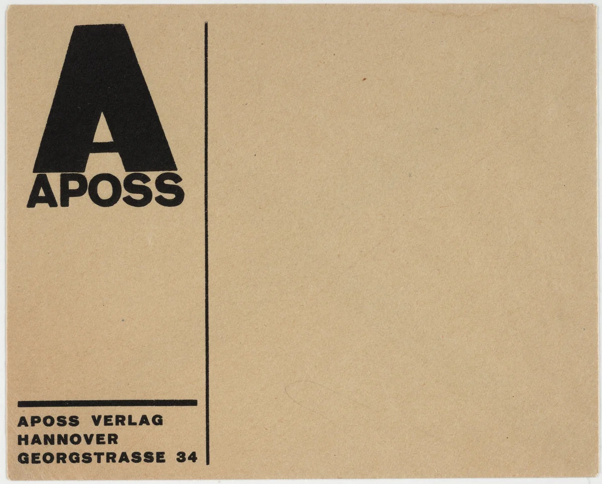 Aposs by Kurt Schwitters, design, 1924