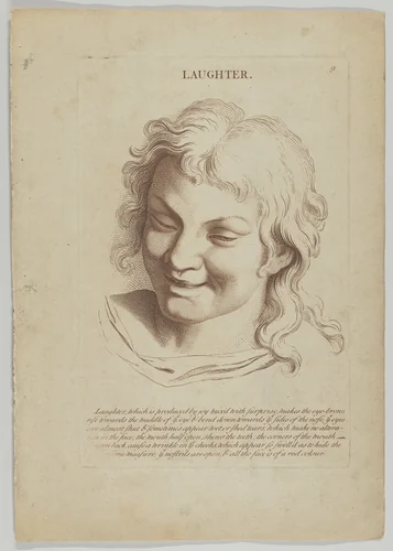 Laughter, plate 10 from "Heads Representing the Various Passions of the Soul; as they are Expressed in the Human Countenance: Drawn by that Great Master Monsieur Le Brun" by anonymous, print, 1765-1800