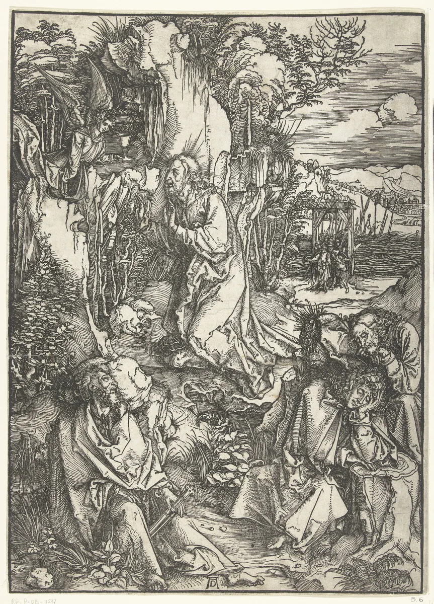 Christus op de Olijfberg by Unknown, print, 1496-1497
