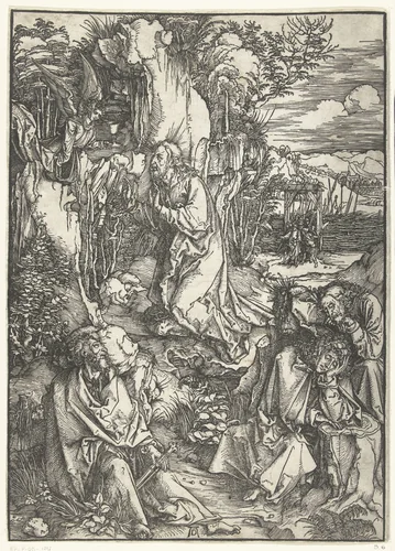 Christus op de Olijfberg by Unknown, print, 1496-1497