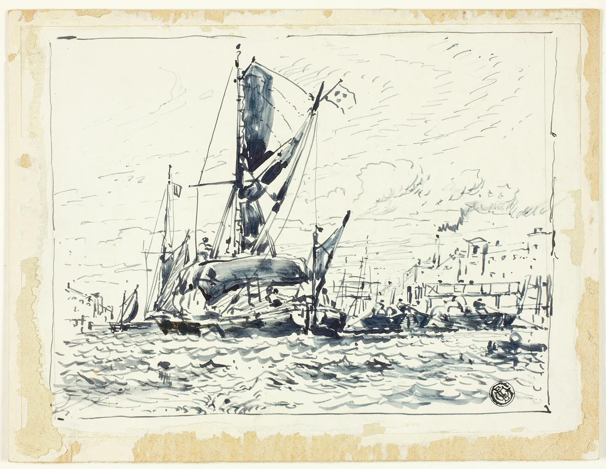 Boat in Port by William Roxby Beverley, drawing, 1800-1899