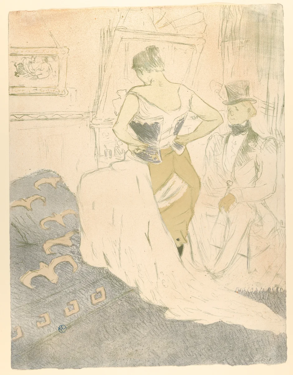 Fastening a Corset, from "Elles" by Henri de Toulouse-Lautrec, print, 1896