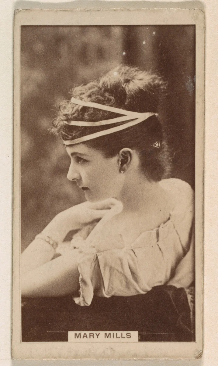 Mary Mills, from the Actresses series (N245) issued by Kinney Brothers to promote Sweet Caporal Cigarettes by Kinney Brothers Tobacco Company, photograph, 1890