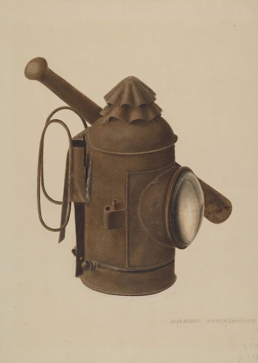 Police Lantern and Club by Alexander Anderson, index of american design, 1938