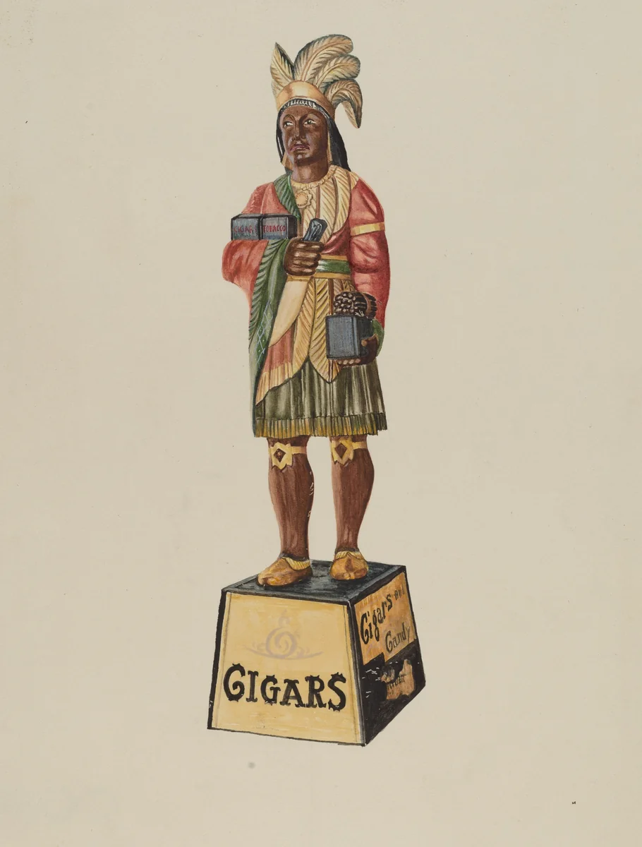 Cigar Store Indian by Marius Hansen, index of american design, 1935-1942