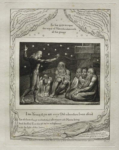 The Book of Job: Pl. 12, I am Young and ye are very Old wherefore I was afraid by William Blake, other, 1825