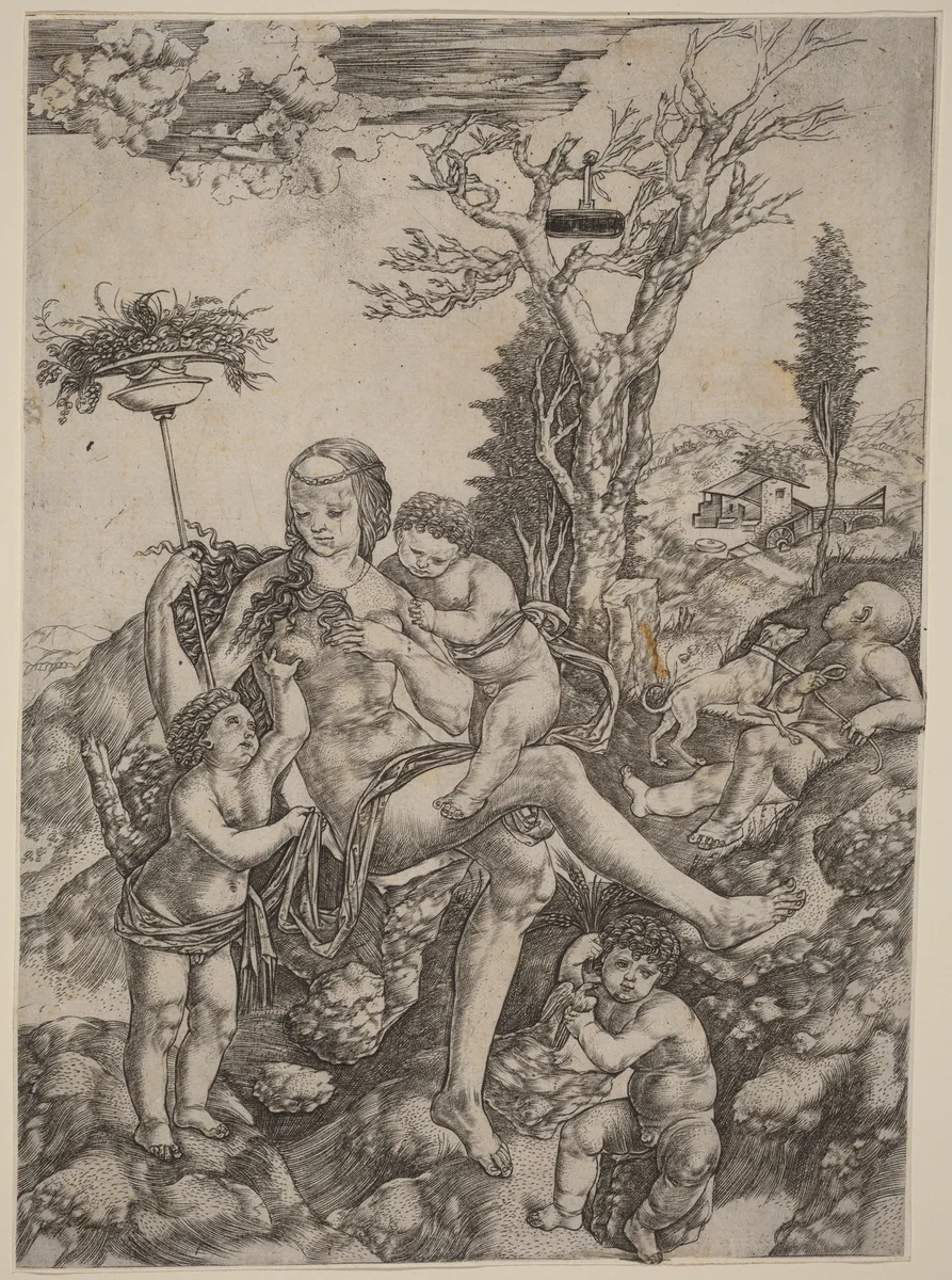 Allegory of Mother Earth by Cristofano Robetta, print, 1462-1535