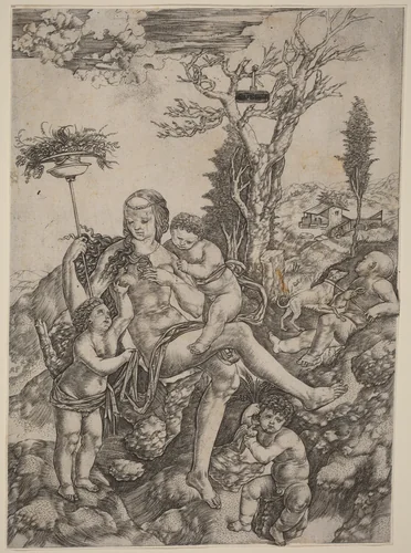 Allegory of Mother Earth by Cristofano Robetta, print, 1462-1535