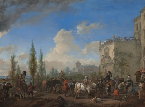 The Departure for the Hunt by Philips Wouwerman, painting, 1665-1668